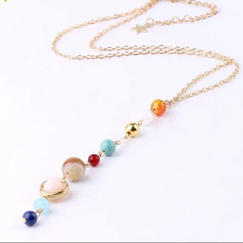Solar System Aligned Planet/Star Science Necklace
